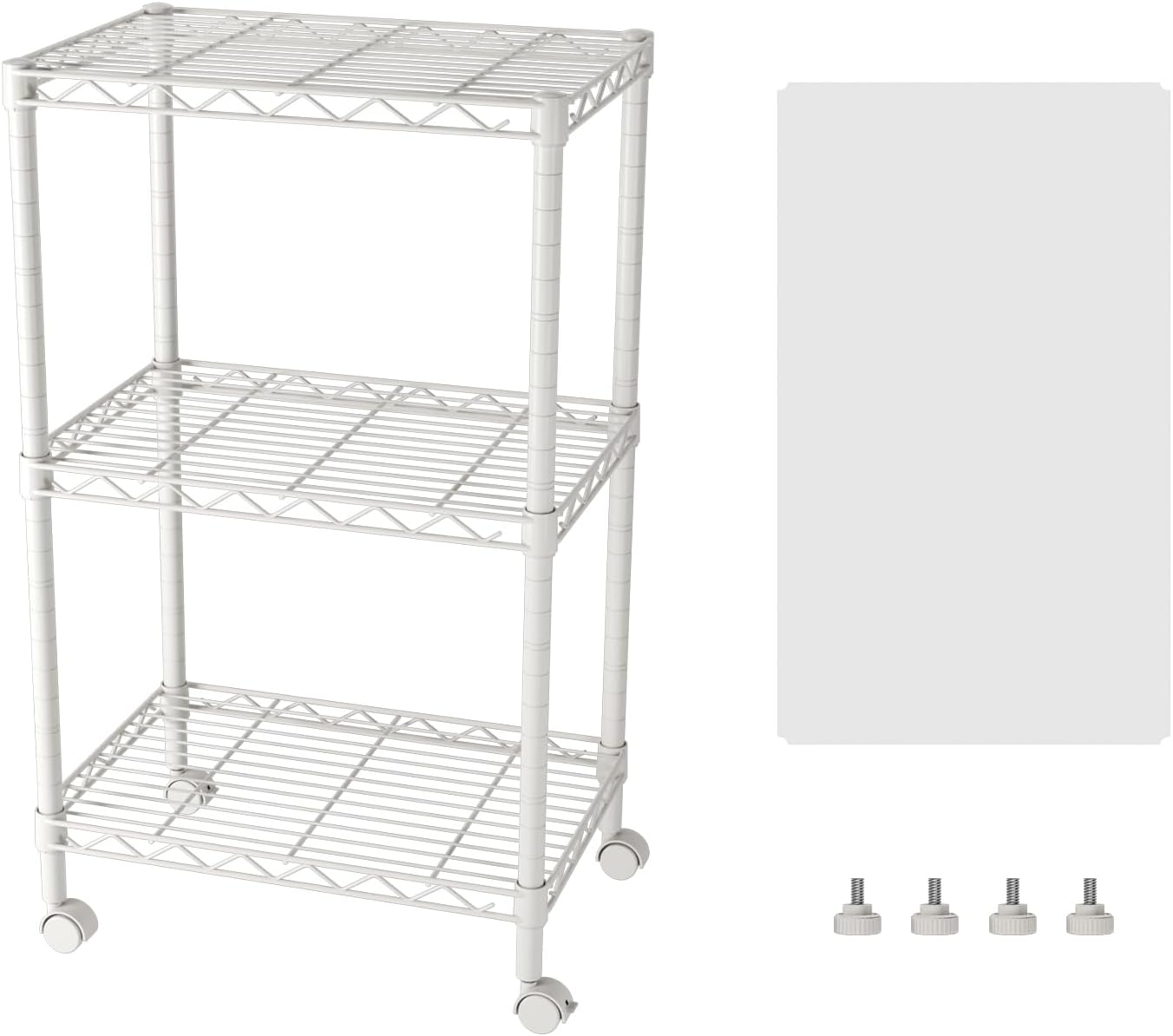 SINGAYE 3 Small Shelves Storage Shelf Wire Shelving Unit Metal Shelf Adjustable Organizers Storage Shelving with Wheels for Bathroom Laundry Room Kitchen Pantry
