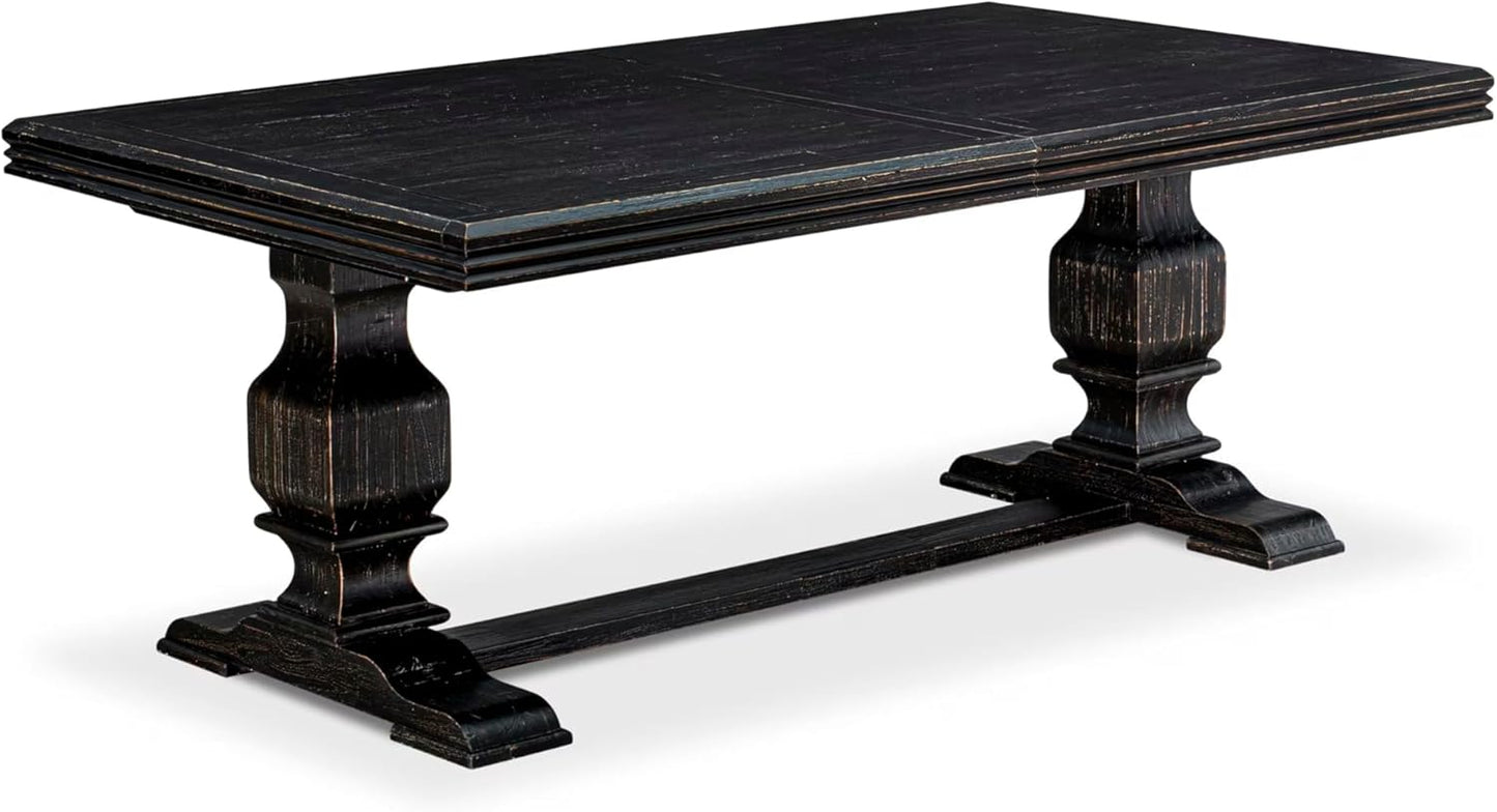 NKCY9-SBB-33 9-Piece Kitchen Table Set Includes a Dining Table and 8 Brown Textured Polyester Fabric Dinner Chairs with High Back, 44x100 Inch, Sand Blasting Black