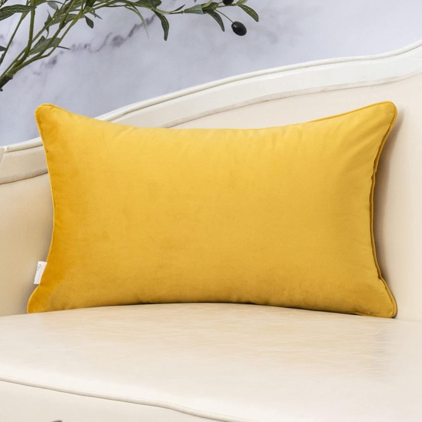 Yangest Yellow Throw Pillow Cover Wavy Cushion Cover Modern Zippered Rectangular Pillowcase for Sofa Couch Bedroom Living Room Home, 12x20 Inch