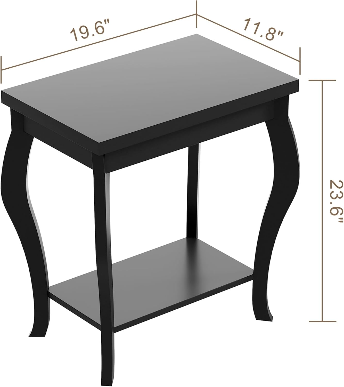 ChooChoo End Tables Living Room, Side Tables Living Room with Curved Legs and Storage Shelf, Small End Tables for Small Spaces, Black