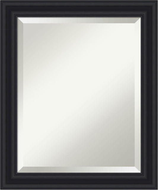 Amanti Art Black Bathroom Mirror for Over Sink, 24x20 Dalat Black Rectangle Vanity Mirror, Small Traditional Frame, Hangs Horizonally and Vertically, Bathroom Wall Decor, Beveled Edge
