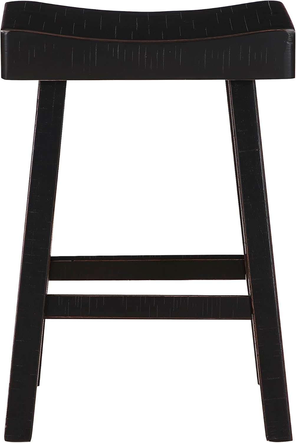 Lexicon Saddle Bar Stools Set of 2 Barstools with Footrest, Armless Dining Chairs for Kitchen Island, Breakfast Nook, Living Room, Counter Height, Black