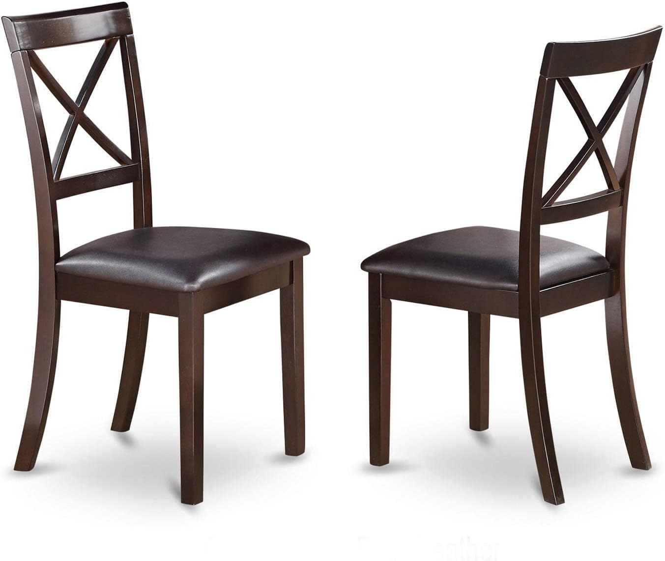 East West Furniture HLBO3-CAP-LC 3 Piece Dining Table Set for Small Spaces Contains a Round Dining Room Table with Pedestal and 2 Faux Leather Upholstered Chairs, 42x42 Inch, Cappuccino