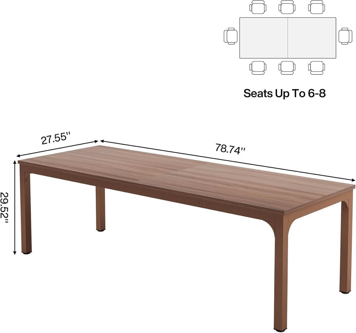 Tribesigns 6.5FT Conference Table, 78.7 Inche Rectangle Meeting Seminar Table, Large Business Tables for 6-8 People (Only Table)