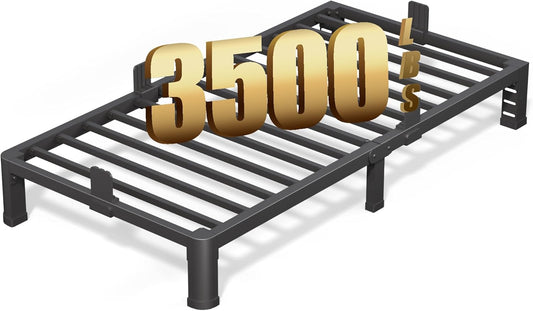 FUIOBYVV 6 Inch Twin XL Bed Frame with Rounded Corner and Headboard Hole Mattress Retainers 3500 LBS Metal Heavy Duty Steel Slats Support No Box Spring Needed Platform Noise Free Easy Assembly
