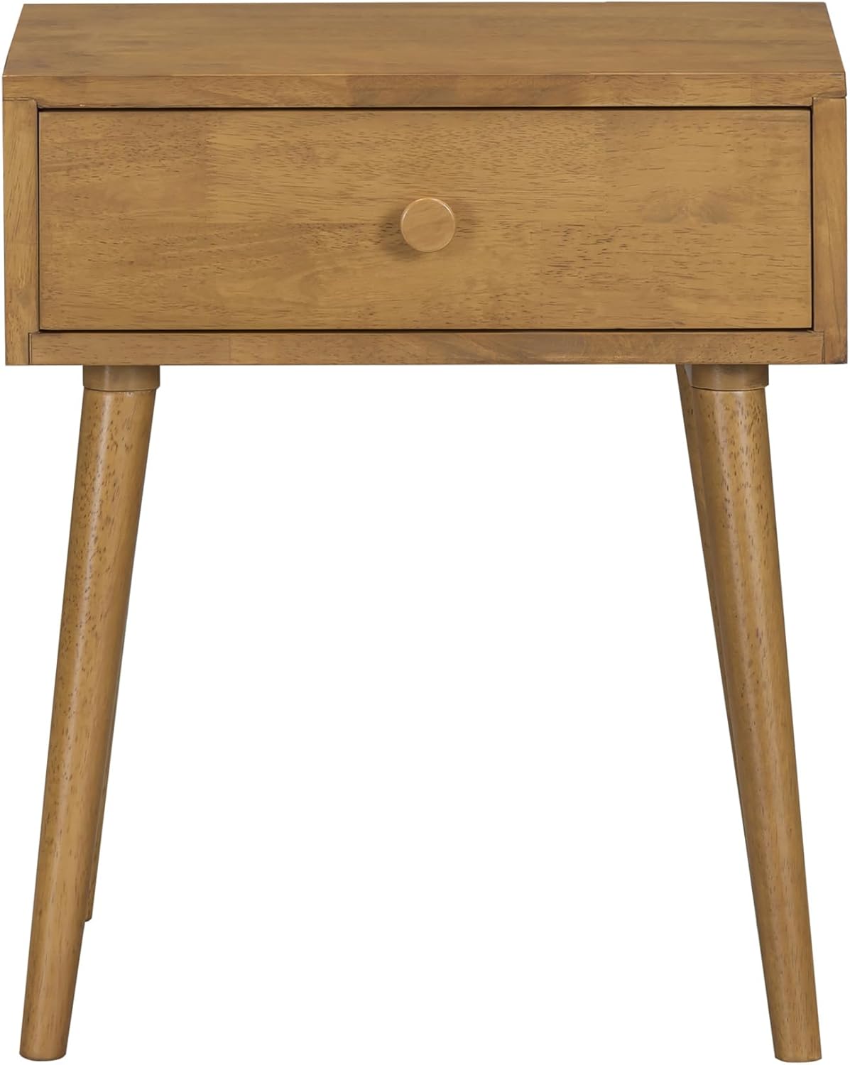 NTC Lux Solid Wood Nightstand, Mid Century Modern Side Table Bedroom, Bedside Furniture, Night Stand, End Table, Easy Assembly - Teak Look