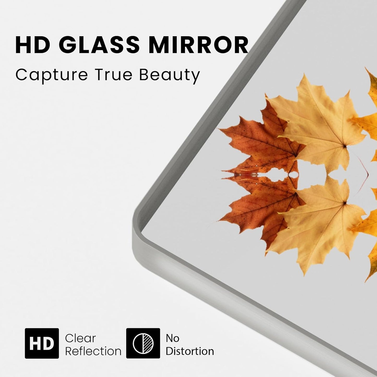 Brushed Nickel Bathroom Mirror 40x36 Inch, Brushed Silver Metal Frame Mirror Wall Mounted, Rounded Rectangle Bathroom Vanity Mirror, Tempered Glass, Anti-Rust, Horizontal/Vertical