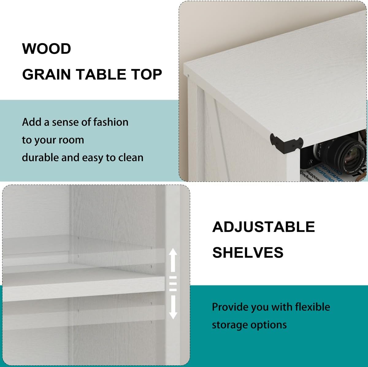 BON AUGURE White Bookcase, 3 Shelf Bookshelf, Farmhouse Wooden Book Cases/Shelves, Small Open Storage Book Shelves for Home School Library Office Bedroom Kids (White Oak)