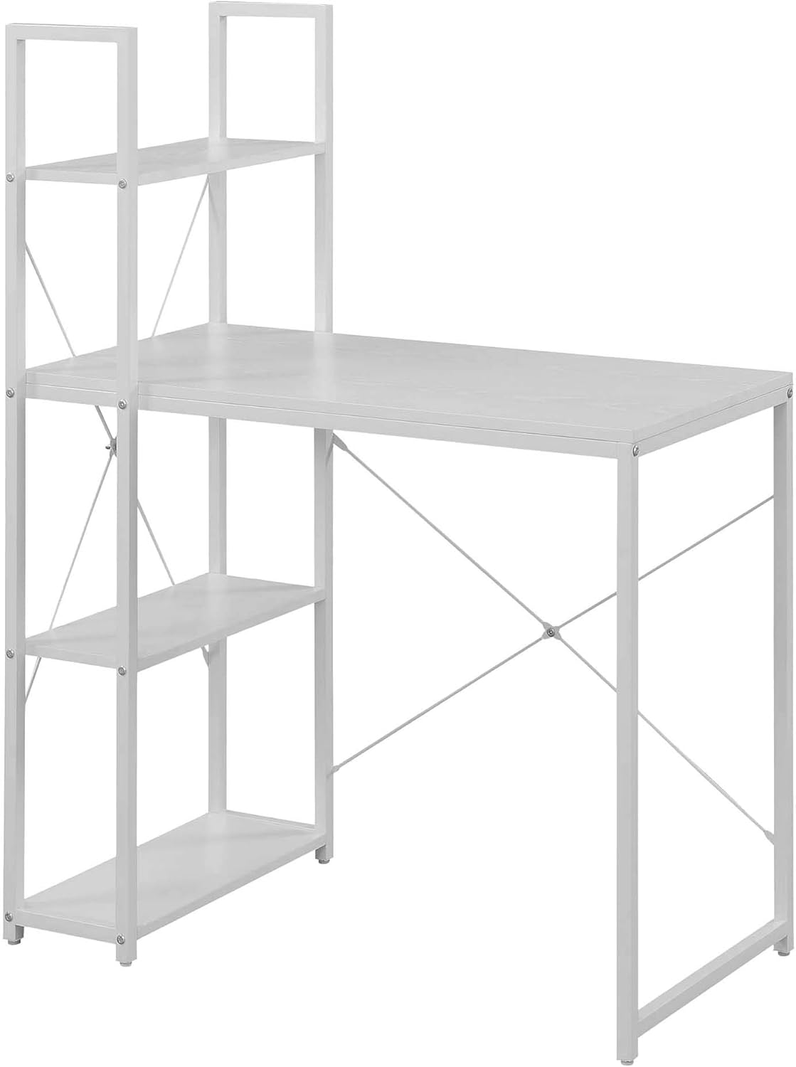 Convenience Concepts Desigsn2Go Office Workstation Desk 36" - Modern, Contemporary Writing Accent with Storage Shelves for Dorm Room & Home Study, White