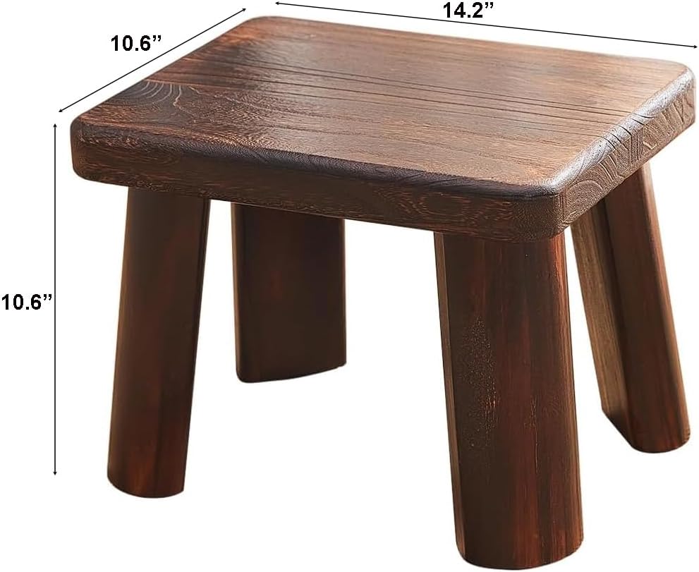 Wooden Stool, Rectangular Bedside Step Stool, Step Ladder for Kitchen & Bathroom, Foot Rest Stool Under Desk, Super Sturdy Hold Up to 500 LBS (14.2"x10.6"x10.6")