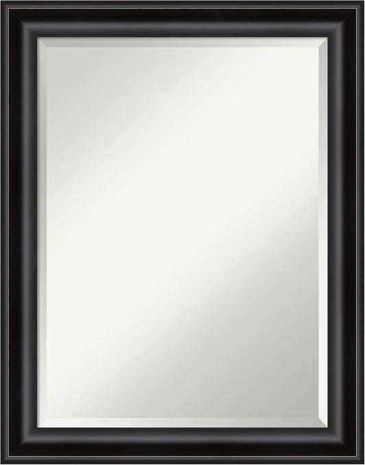 Amanti Art Black Bathroom Mirror for Over Sink, 28x22 Grand Black Narrow Rectangle Vanity Mirror, Medium Casual Frame, Hangs Horizonally and Vertically, Bathroom Wall Decor, Beveled Edge