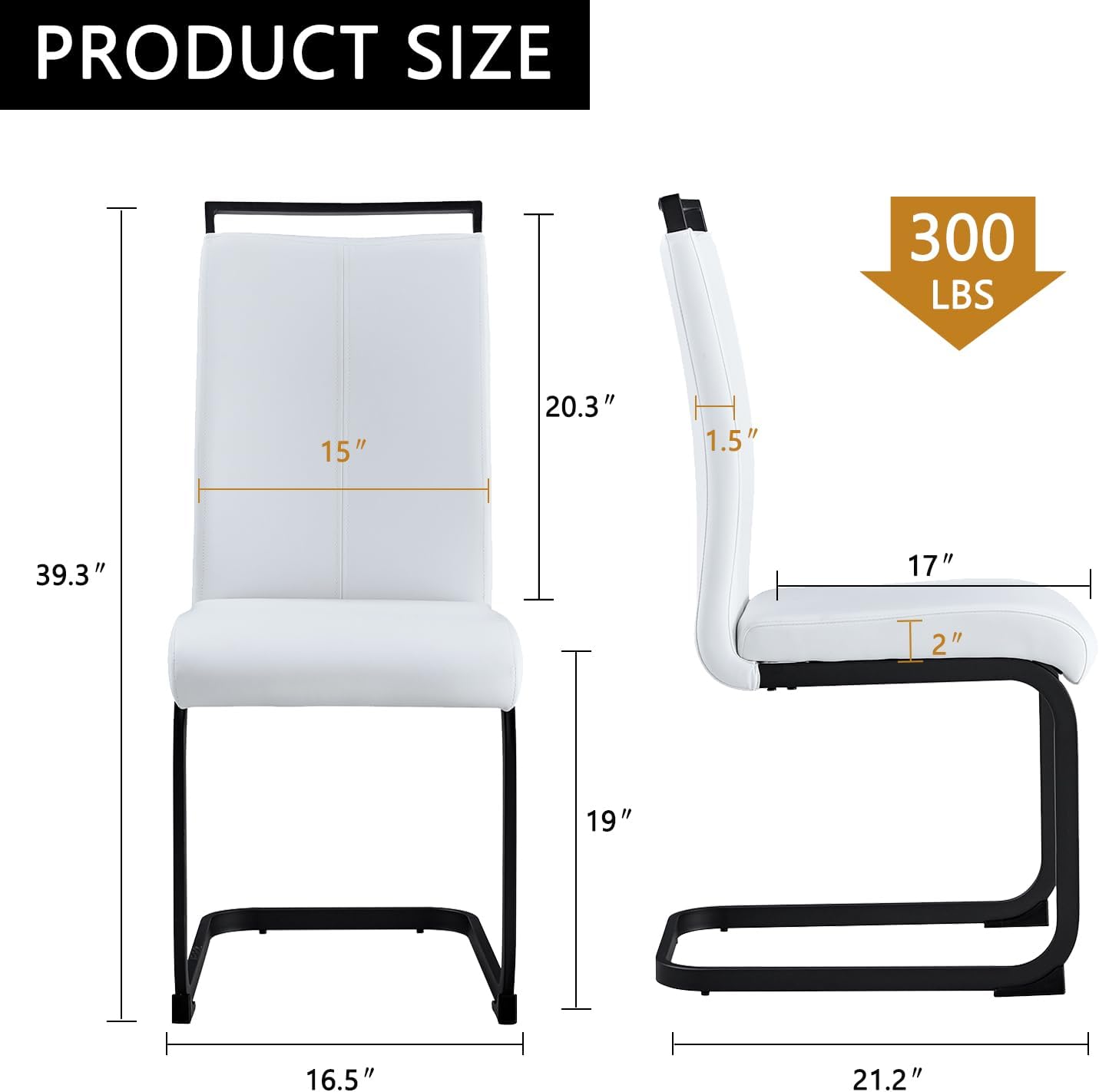 Modern Dining Chairs Set of 4,High Back Kitchen Chairs,Side Room Chair with Black Powder Coating Metal Legs,Easy to Clean Upholstered Dining Chairs,Ideal for Living Room(White Chairs)