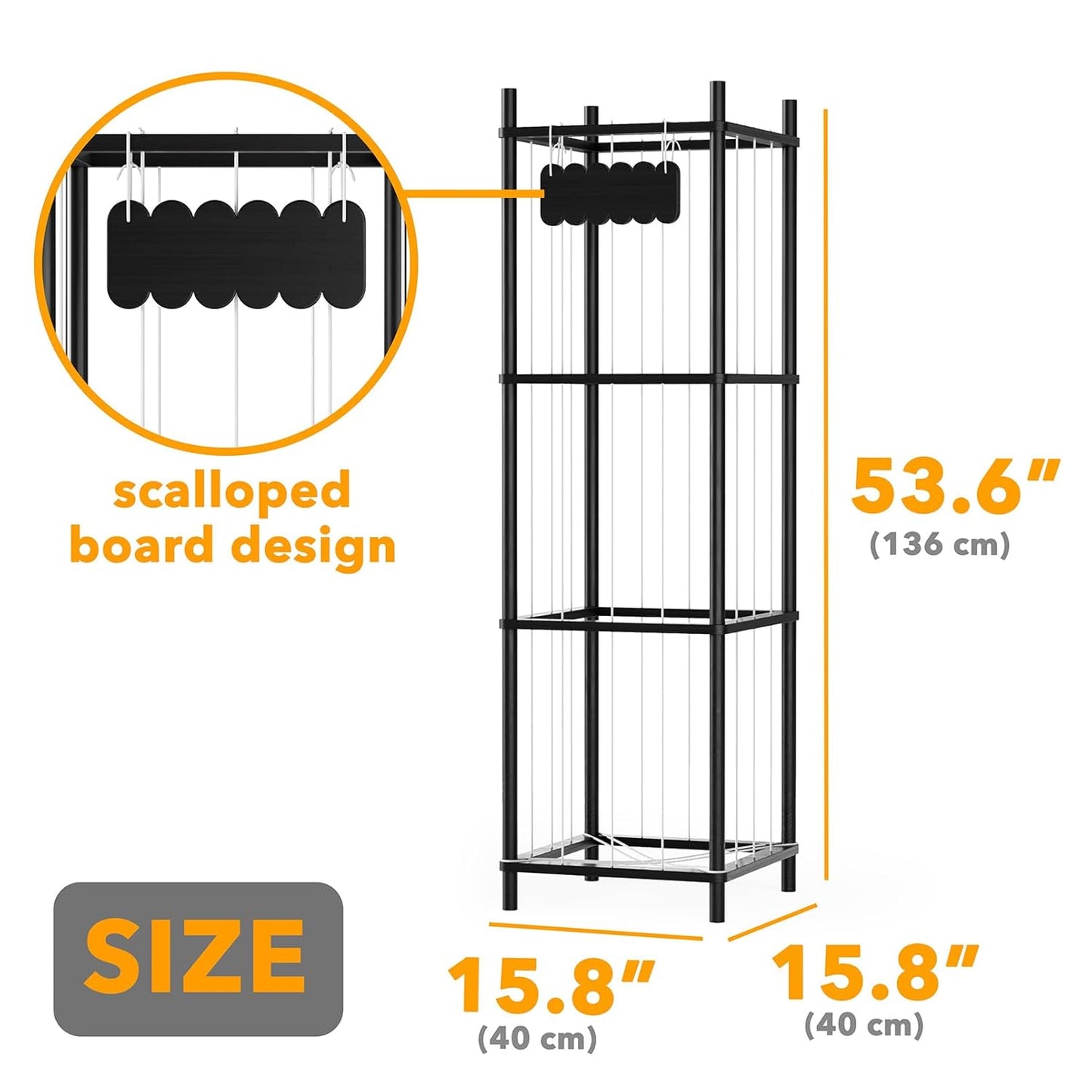 SpaceAid Stuffed Animal Storage Organizer, Wood Animals Zoo Toy Plushies Storage Holder, Large Capacity Plush Toy Cage for Playroom Organization, 15.8" Wide, Black