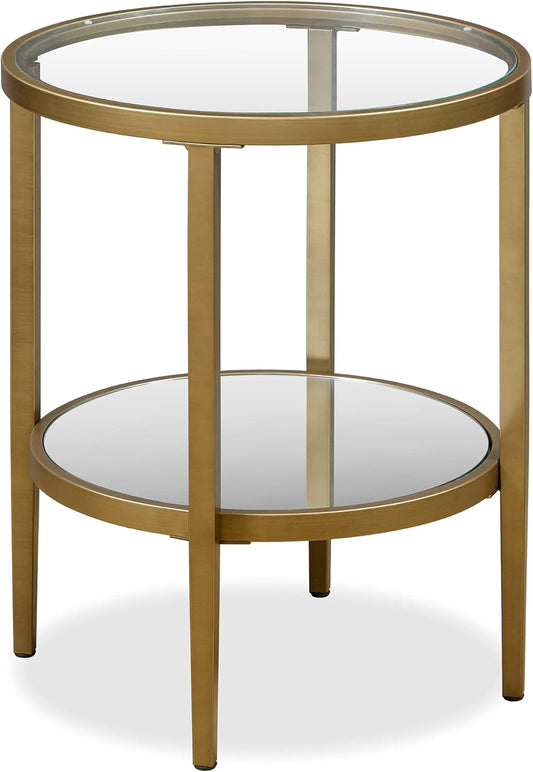 Henn&Hart Hera Side Table, 20" Wide, Gold