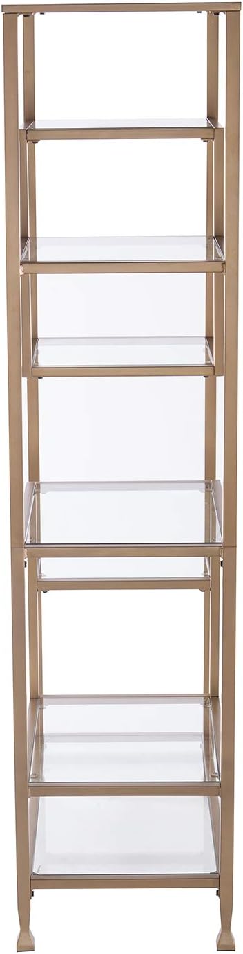 SEI Furniture Jaymes Metal/Glass Asymmetrical Étagère/Bookcase, Gold