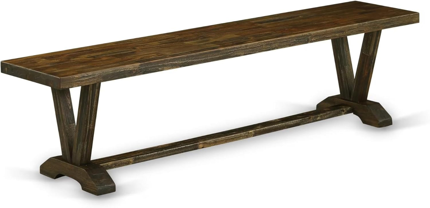 East West Furniture V777VE703-6 6 Piece Dining Set Contains a Rectangle Dining Room Table with V-Legs and 4 Brown Linen Fabric Parson Chairs with a Bench, 40x72 Inch, Multi-Color