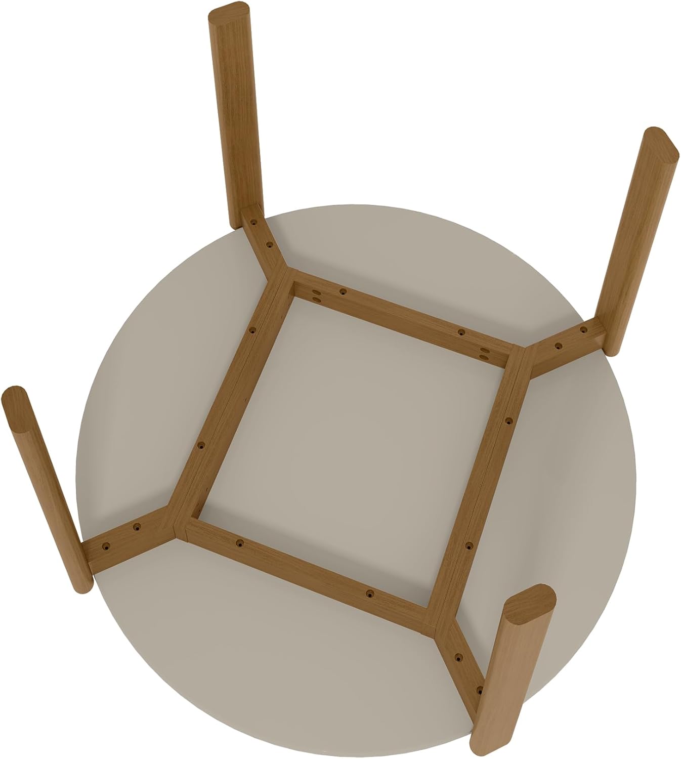 Manhattan Comfort Gales 46-Inch Mid Century Modern Round Dining Table for 2-4 Person, Minimalist Home Furniture with Solid Eucalyptus Wood Legs, Off White