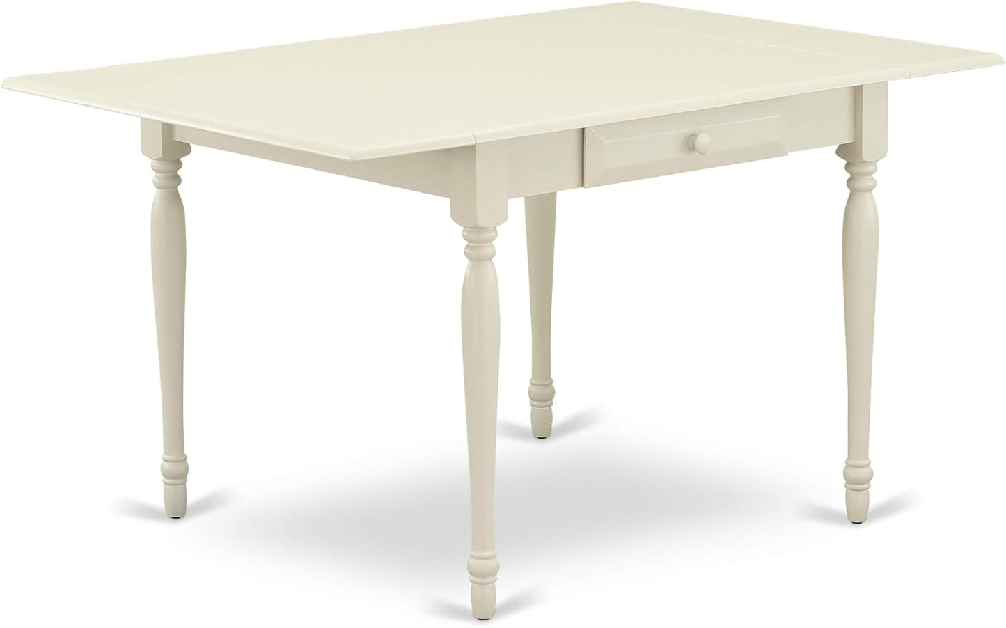 East West Furniture MZBA3-LWH-01 3 Piece Dining Room Table Set Contains a Rectangle Kitchen Table with Dropleaf and 2 Cream Linen Fabric Parson Dining Chairs, 36x54 Inch, Linen White