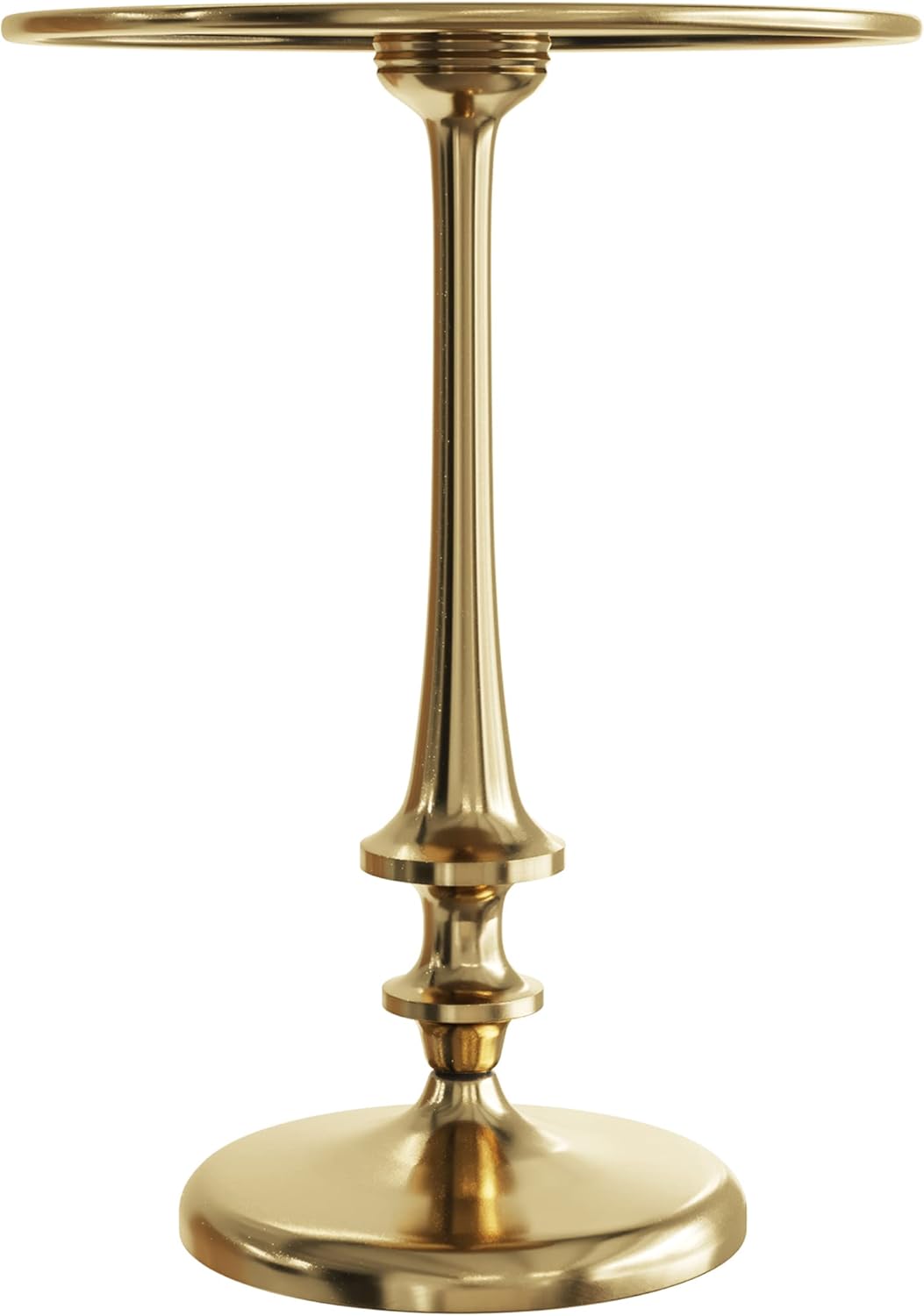 Lavish Home Side Table - Iron Pedestal Table with Antiqued Brass Finish for Couch, Loveseat, Entryway, or Bed - Vintage Living Room Furniture