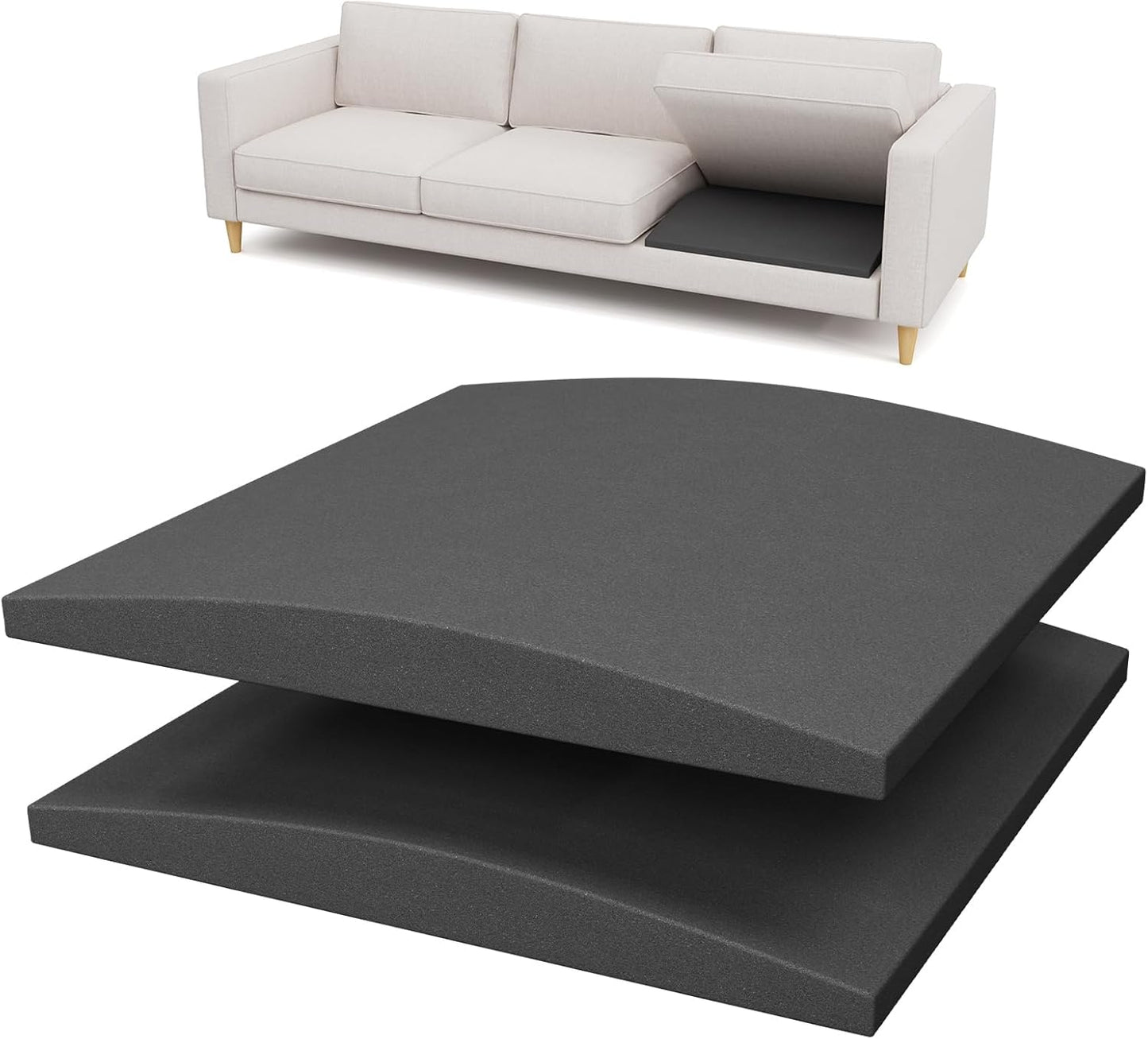 Couch Cushion Support for Sagging Seat, High-Density Curved Foam Sofa Furniture seat Couch Cushions Support Repair, 20"x20" Grey Set of 2