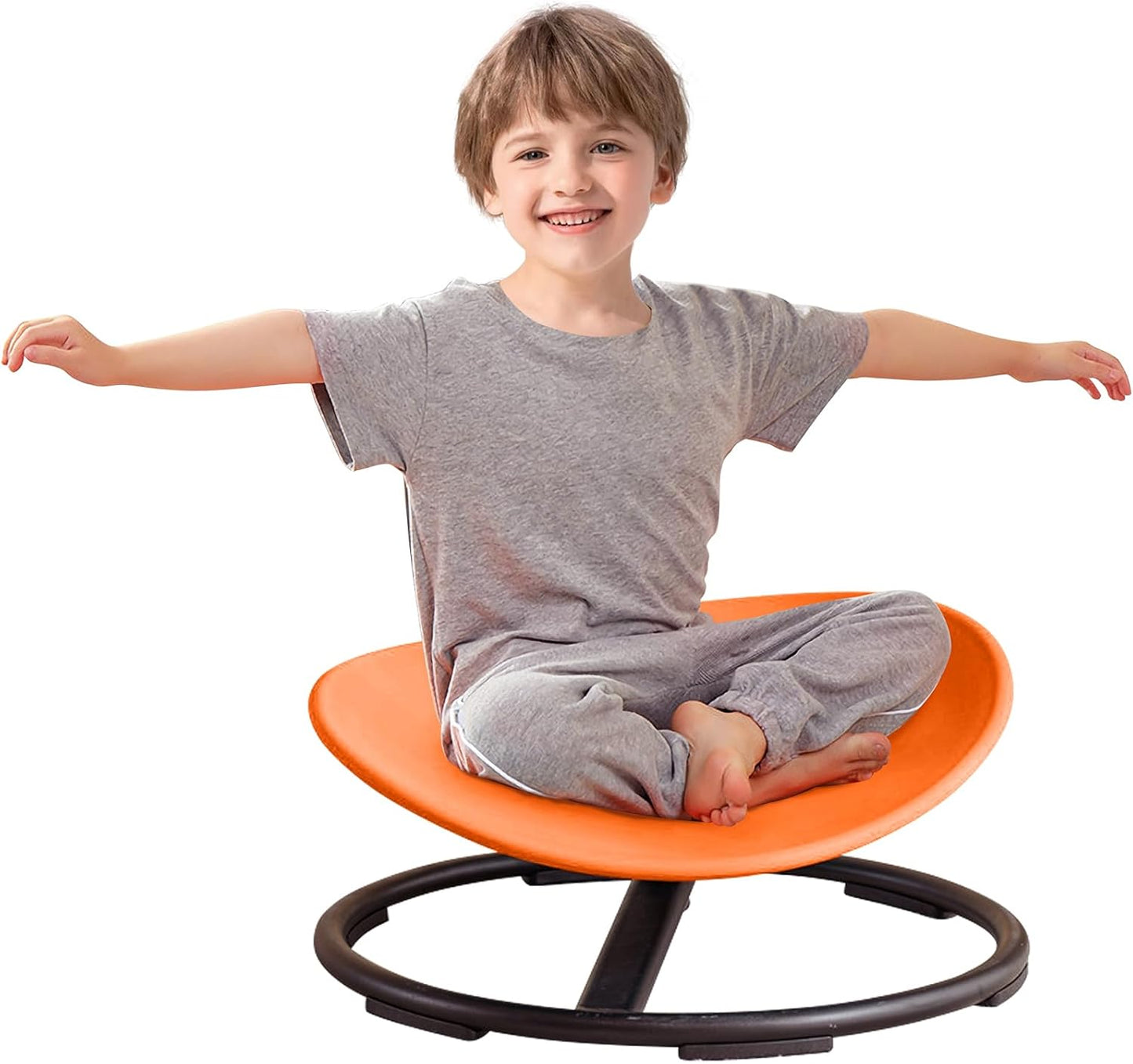 Kids Sensory Spinning Chair for Autism Ages 3+, Sit and Spin Swivel Chair for Kids with ADHD, Sensory Chairs for Autistic Children, Sensory Toys for Motion Sickness Relief, Balance Training (Orange)