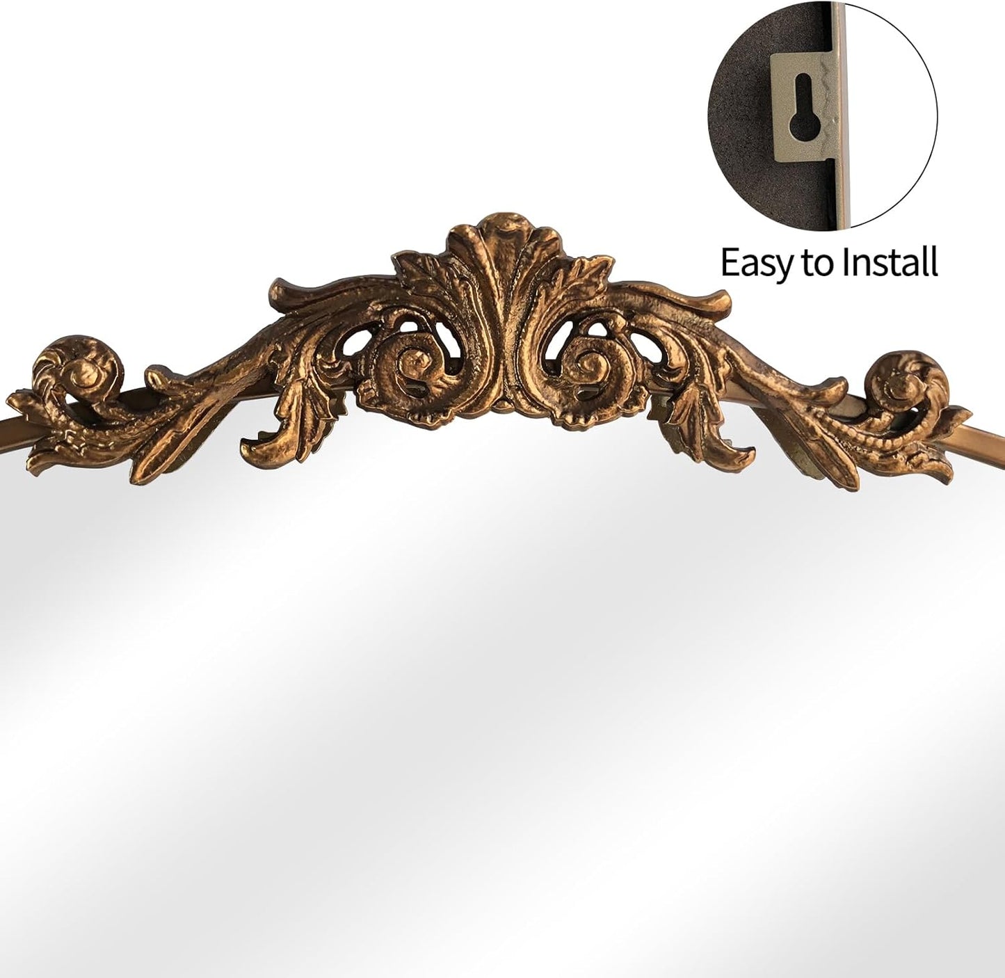 WAMIRRO Antique Mirror,Gold Traditional Vintage Ornate Baroque Arched Brass Wall Mounted Mirrors for Entryway/Fireplace/Living Room/Hallway/Bathroom 36"X30"