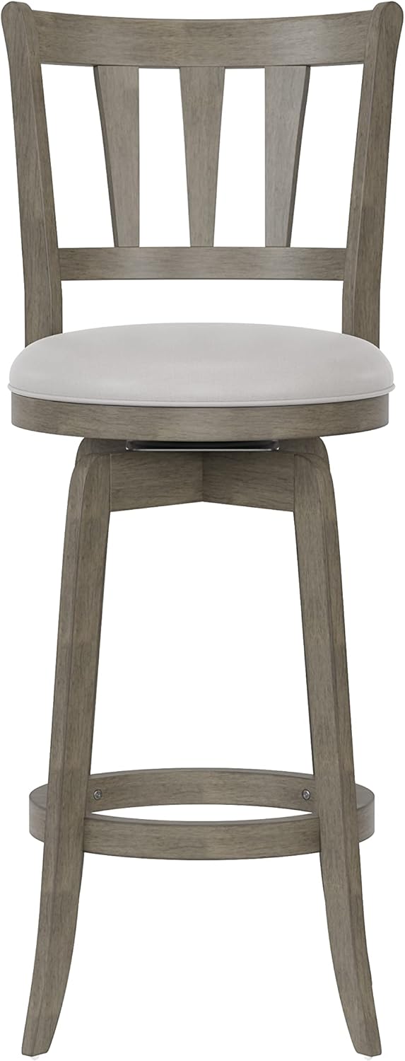 Hillsdale, Presque Isle Wood Bar Height Swivel Stool, 19"D x 17.5"W x 43.5"H, Aged Gray
