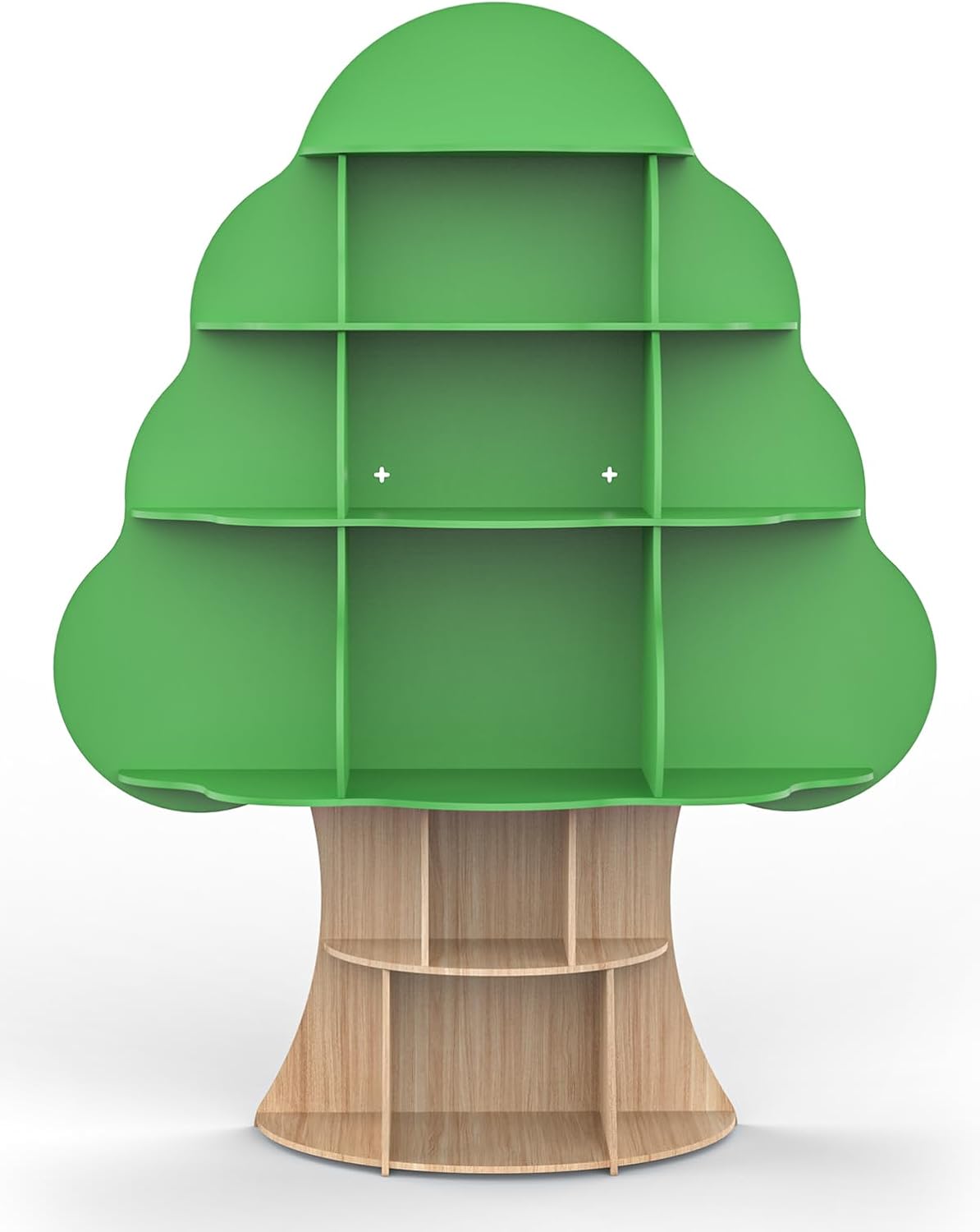 Tree Kids Bookshelf, Toddler Wood Bookcase, 16-Cubby Children Toy Storage Organizer Book Shelf for Kids Rooms, Nursery, Bedroom, Living Room, Classroom, Boy Girl’s Gift (Green Tree)