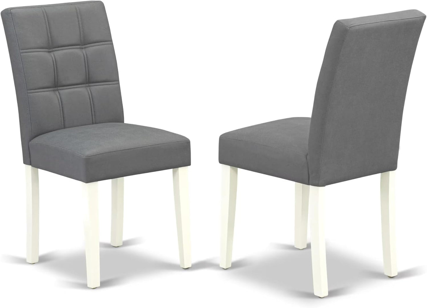 East West Furniture ANAS5-LWH-41 5 Piece Dining Table Set contain A Dinner Table and 4 Platinum Gray Polyester Fabric Kitchen Chairs with Stylish Back- Linen White Finish