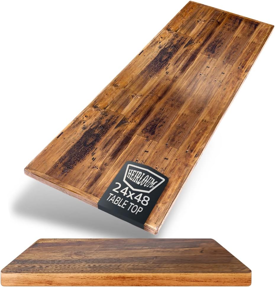 Reclaimed Wood Table Top - Rustic Recycled Wooden Piece Perfect for Signs, Counters, Kitchens, Dining and Coffee Table Tops (Straight Plank Table Top, 24" x 48")