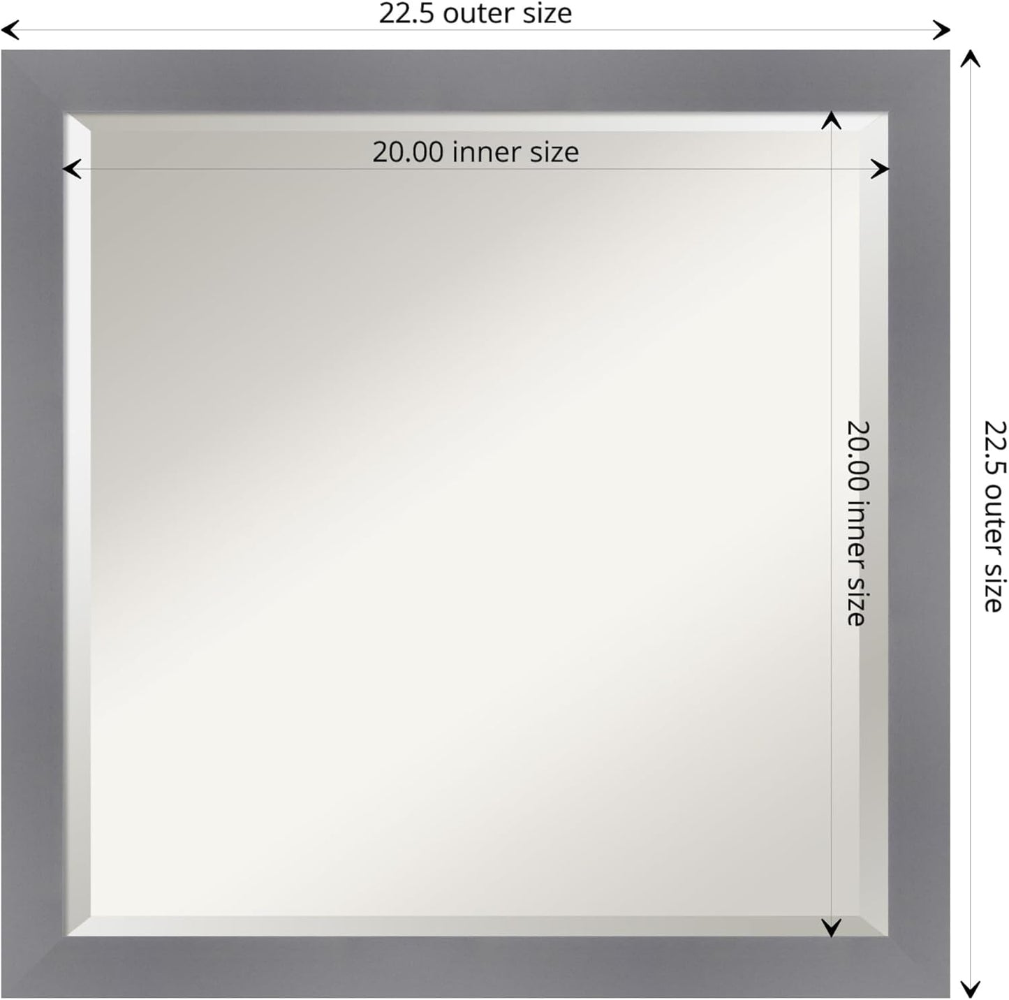Amanti Art Grey Wall Mirror 23x23 Edwin Grey Square Bathroom Mirror for Wall Decor Living Room, Medium Casual Wood Frame, Hangs Horizonally and Vertically, Bathroom Decor, Beveled Edge from WI, USA