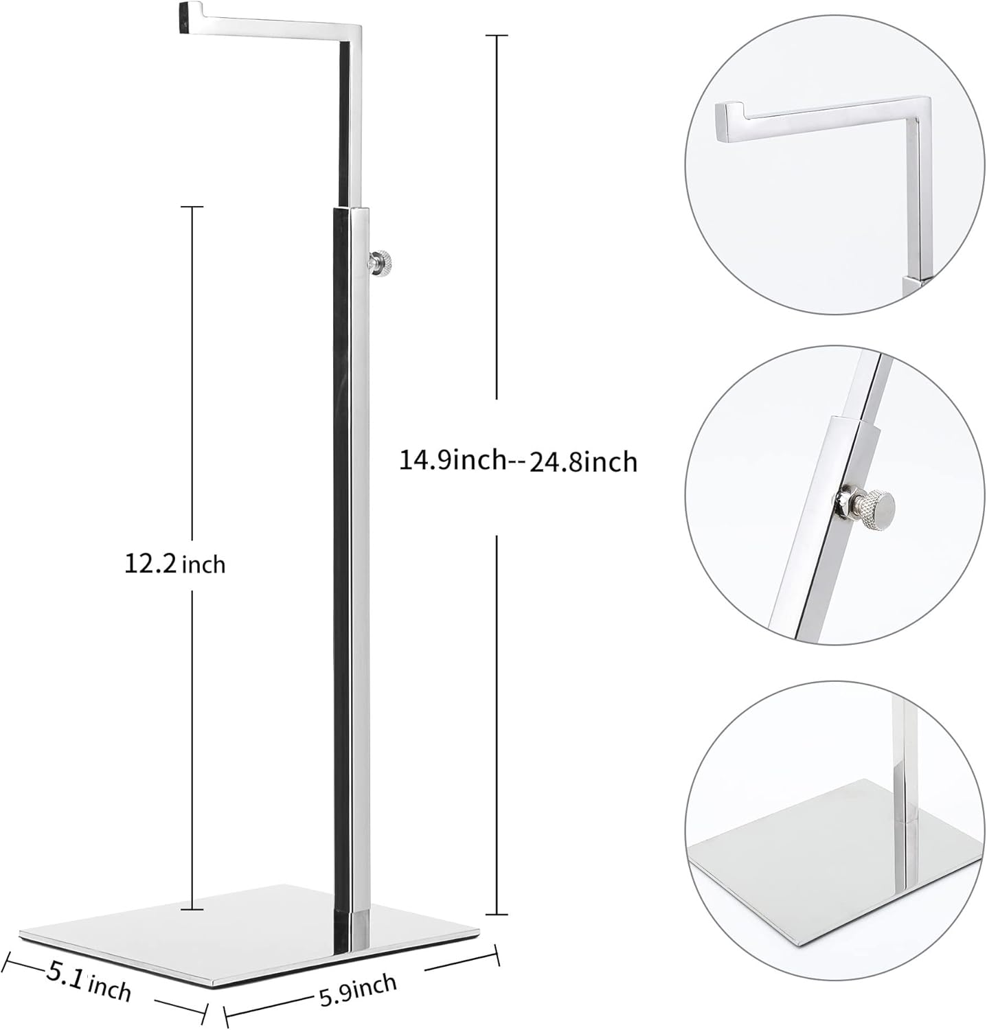 2 Pack Handbag Display Stands, Silver Purse Holder Display Stands, Adjustable Height Stainless Steel Hanger Rack for Retail Closet Vendors Display Luxury Bag Handbags Jewelry
