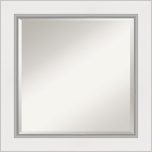 Amanti Art White Bathroom Mirror for Over Sink, 26x26 Eva White Silver Square Vanity Mirror, Medium Modern Frame, Hangs Horizonally and Vertically, Bathroom Wall Decor, Beveled Edge from WI, USA