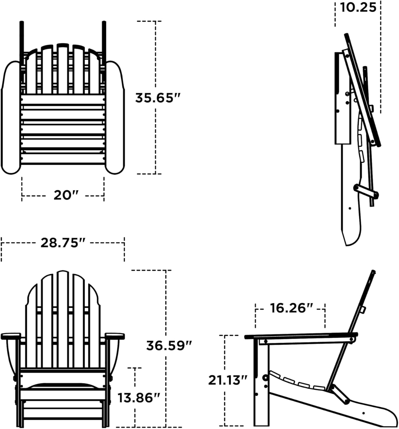 POLYWOOD AD5030TA Classic Folding Adirondack, Tangerine