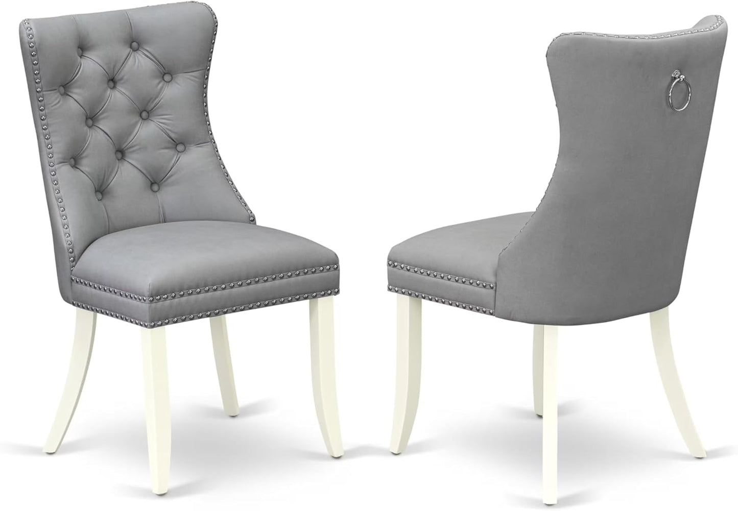 East West Furniture DODA9-LWH-27 9 Piece Modern Dining Table Set Includes a Rectangle Kitchen Table with Butterfly Leaf and 8 Polyester Fabric Upholstered Chairs, 42x78 Inch, Linen White