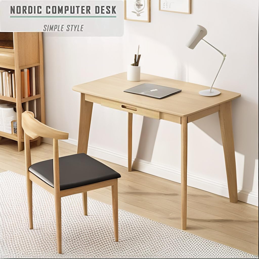 Writing Computer Desk Office Desk Computer Table Study Writing Desk with 2 Drawers for Home Office Modern Furniture