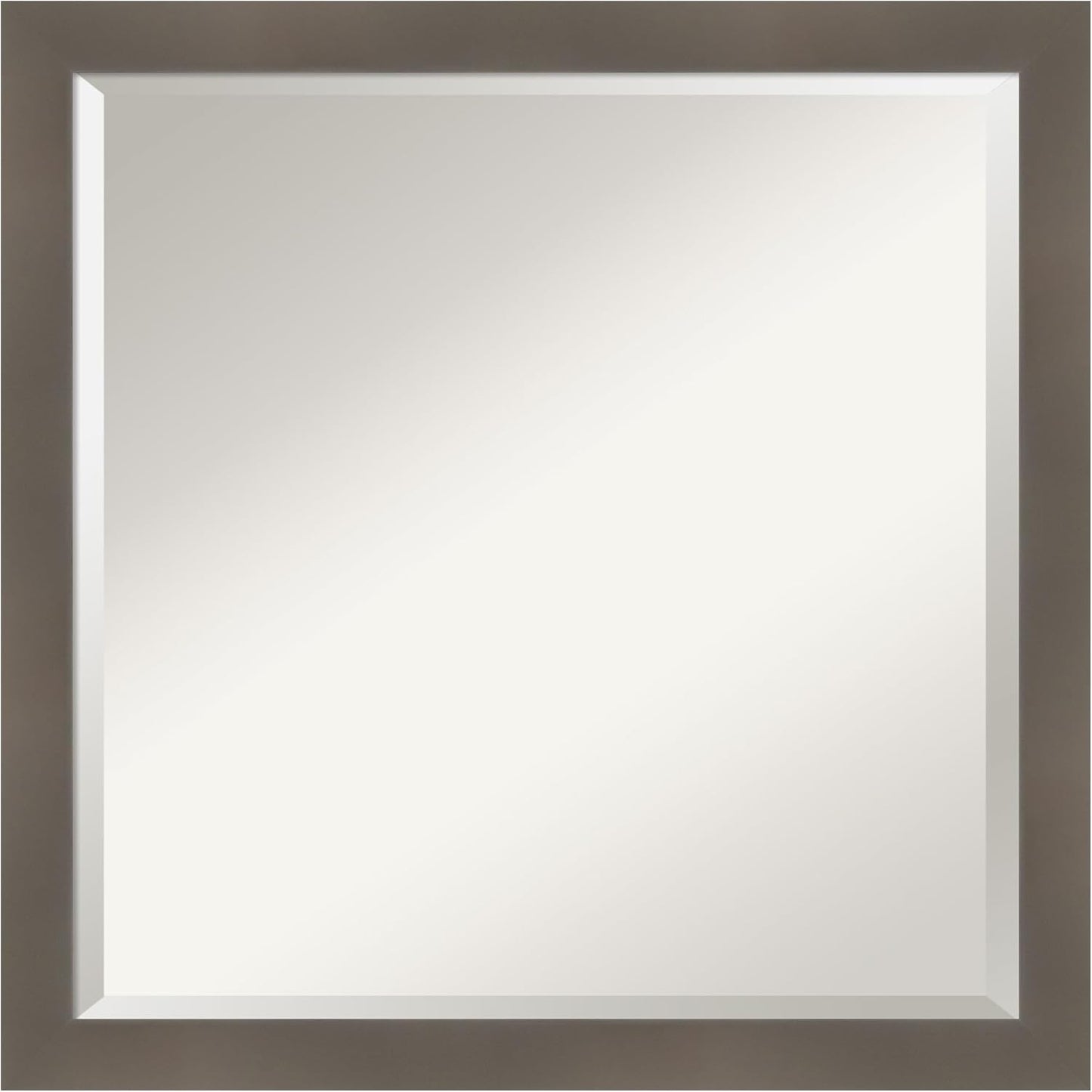 Amanti Art Grey Wall Mirror 23x23 Edwin Clay Grey Square Bathroom Mirror for Wall Decor Living Room, Medium Casual Wood Frame, Hangs Horizonally and Vertically, Bathroom Decor, Beveled Edge from WI