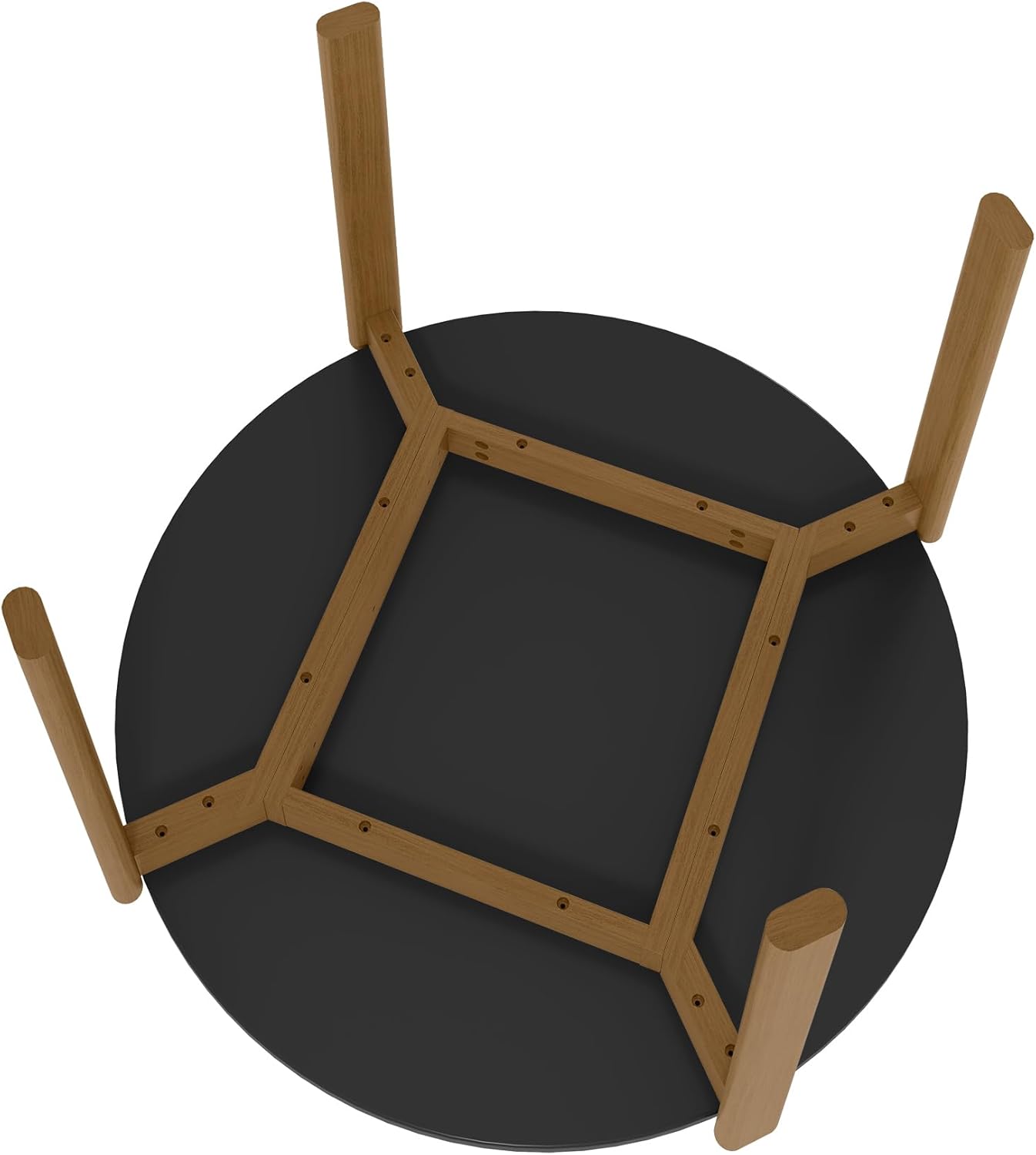 Manhattan Comfort Gales 46-Inch Mid Century Modern Round Dining Table for 2-4 Person, Minimalist Home Furniture with Solid Eucalyptus Wood Legs, Matte Black