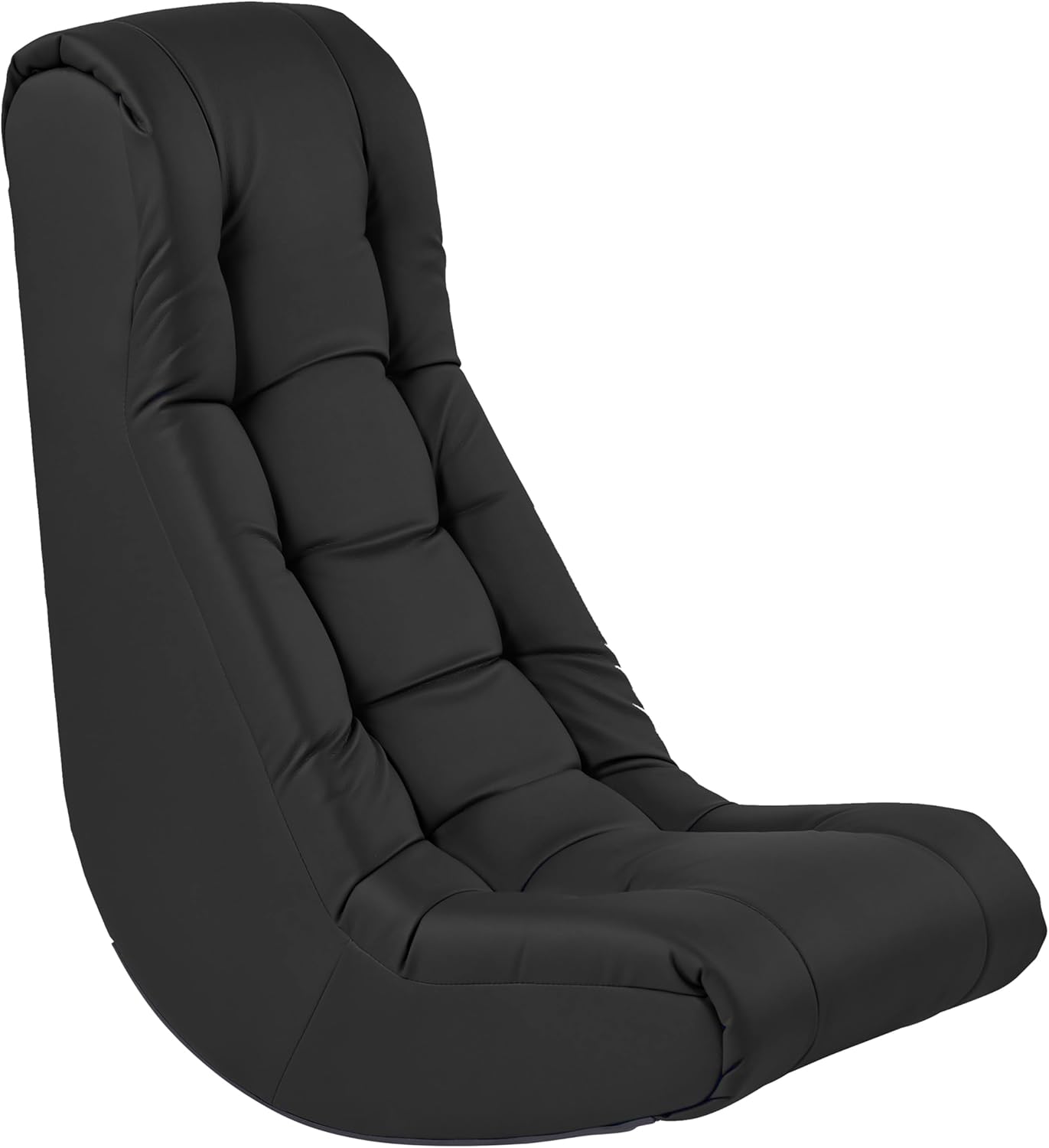 Factory Direct Partners Soft Tufted Floor Rocker - Cushioned Ground Chair for Kids Teens and Adults - Great for Reading, Gaming, Meditating, TV - Black, 10488-BK