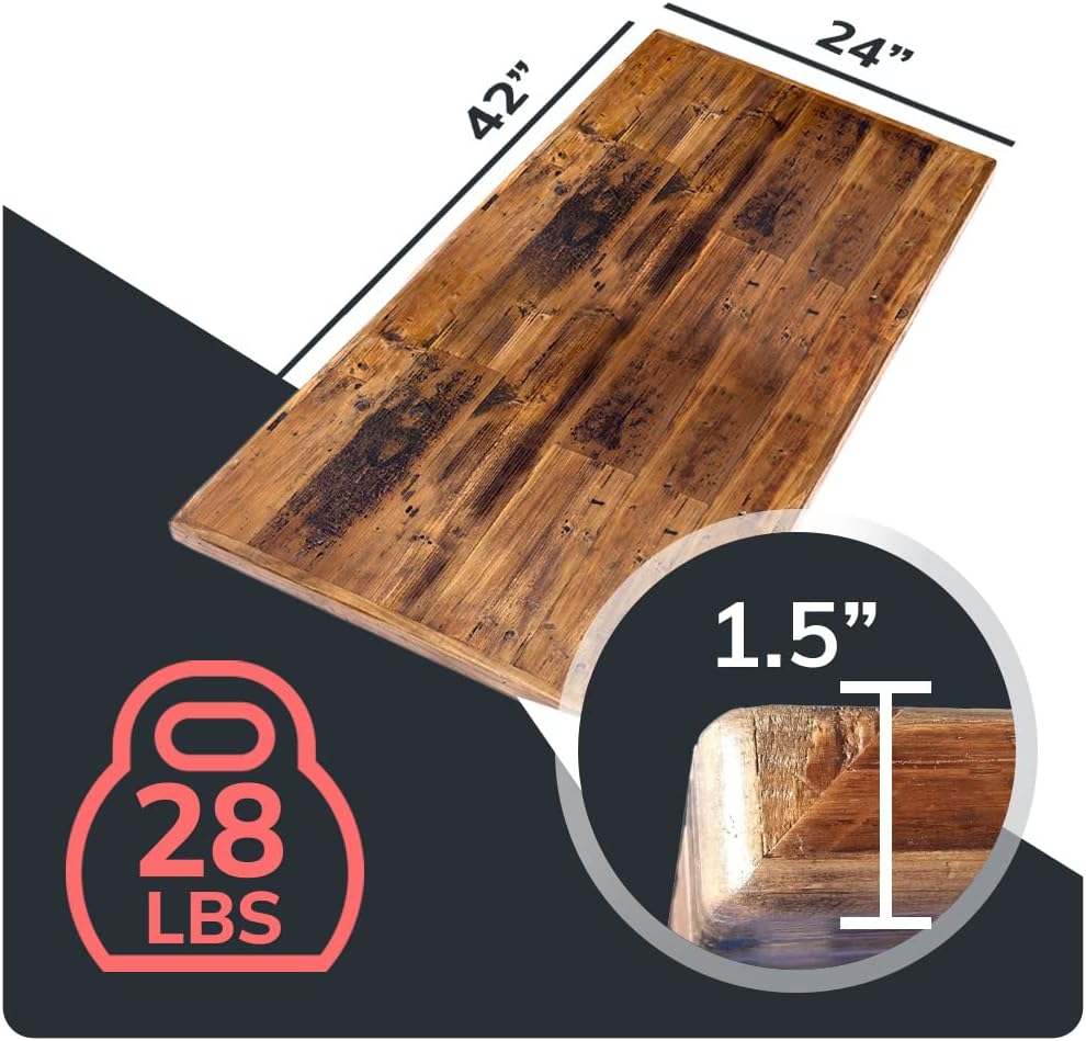 Reclaimed Wood Table Top - Rustic Recycled Wooden Piece Perfect for Signs, Counters, Kitchens, Dining and Coffee Table Tops (Straight Plank Table Top, 24" x 42")