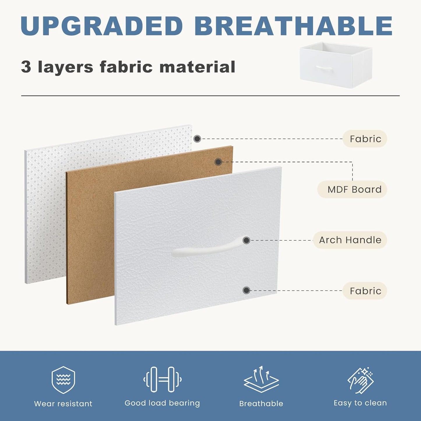 DUMOS Nightstand Small Dresser with 2 Fabric Drawers Side Tables Bedroom End Table Kids Bedside Storage Furniture for 20 inch Tall Night Stand for Closet, Entryway, College Dorm, White(2 Pack)