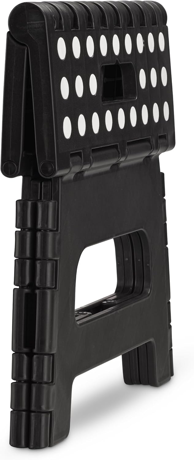 Handy Laundry - Folding Step Stool - Sturdy Enough Collapsible Stool to Support Adults and Safe Enough for Kids - Opens Easy with One Flip - Great for Kitchen, Bathroom or Bedroom (Black - 8 Inch)