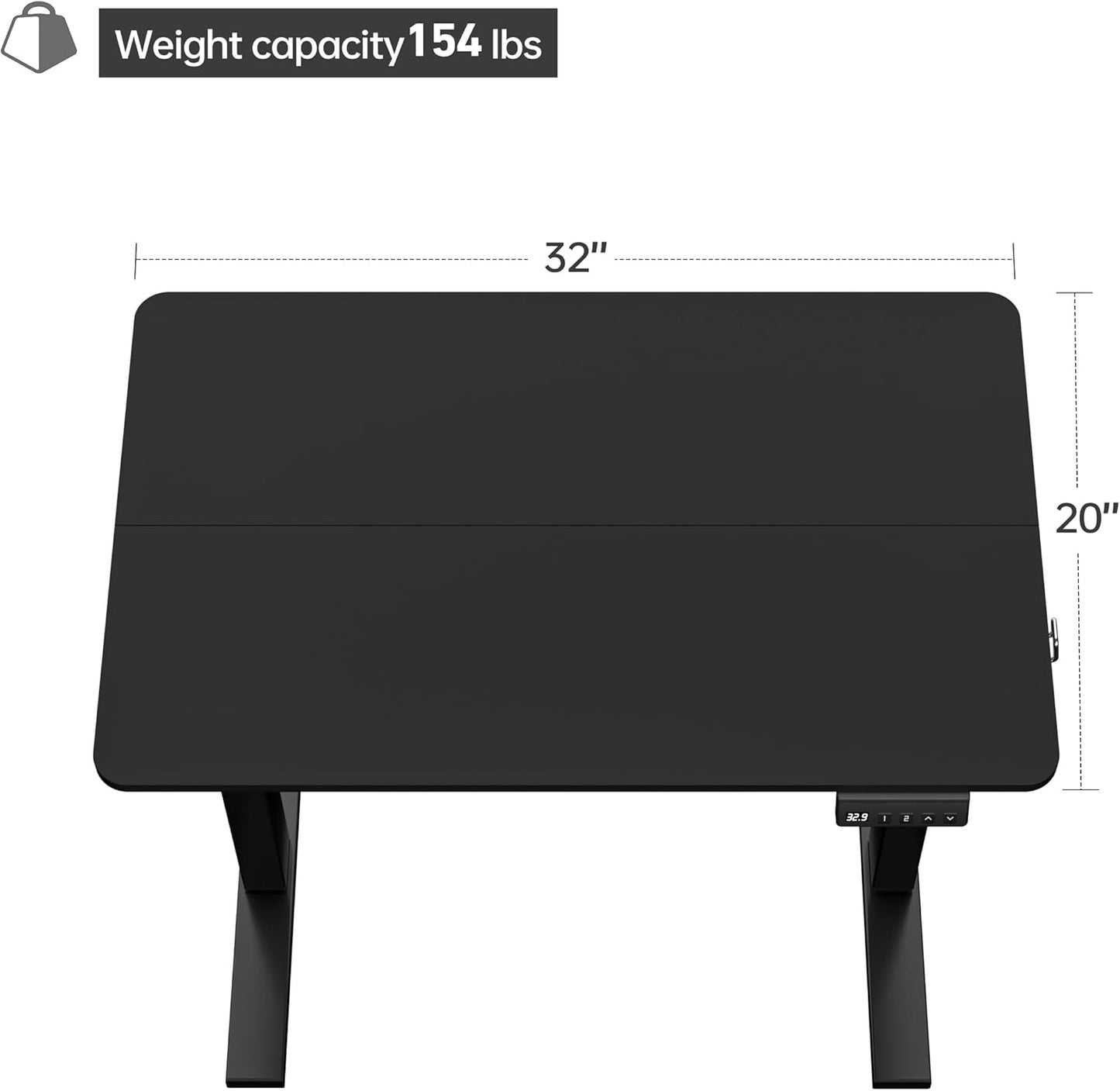 Electric Standing Desk Adjustable Height, 32x20 Inches Sit Stand up Desktop for Home Office, Ergonomic Rising Computer Table with Memory Preset, Rustic Brown