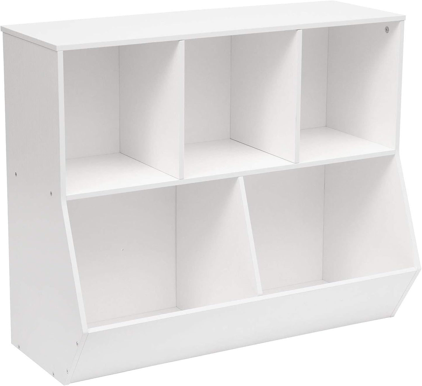 HOOBRO Kids Bookshelf, Bookcase Footboard, Toy Storage Cubby, Children's Toy Shelf, 35.4" L Storage Cabinet, Fit for Children's Room, Playroom, Hallway, Kindergarten, White WT32CW01