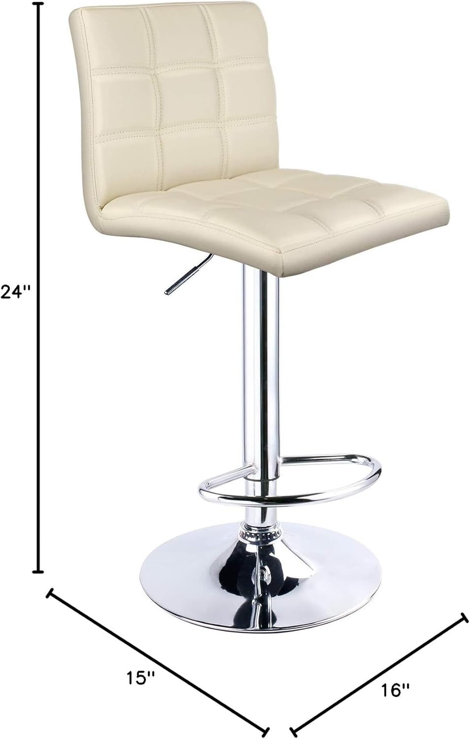 Leopard Modern Square PU Leather Adjustable Bar Stools with Back,Set of 2, Counter Height Swivel Stool (Beige)