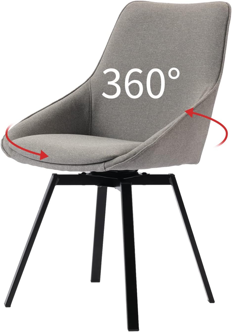 Dining Chairs Set of 2 Light Grey Living Room Chairs Fabric Upholstered Kitchen Chairs,Loads Up to 270lbs,Quick Assembly,Swivel Dining Chair