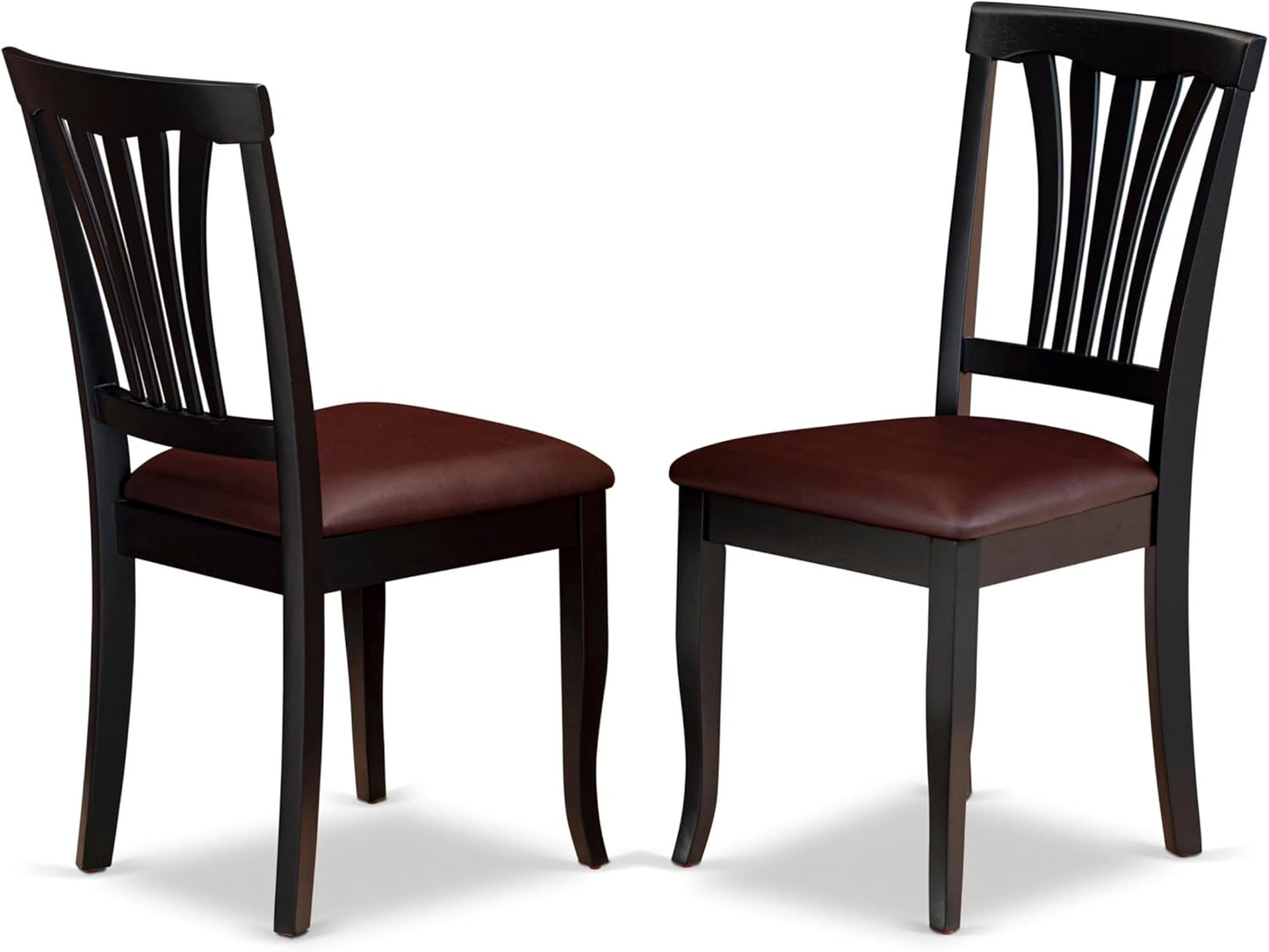 East West Furniture ANAV3-BLK-LC 3 Piece Dining Room Furniture Set Contains a Round Kitchen Table with Pedestal and 2 Faux Leather Upholstered Dining Chairs, 36x36 Inch, Black & Cherry
