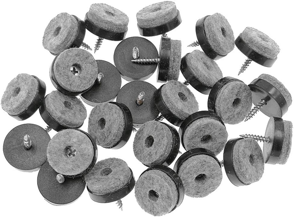 ALIMITOPIA 40pcs Screw-on Furniture Felt Pad Chair Glide Slider Hardwood Floor Protector for Wooden Leg Feet of Chair Table Furniture(Φ24mm or 0.95";Black)