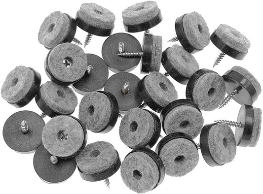 ALIMITOPIA 40pcs Screw-on Furniture Felt Pad Chair Glide Slider Hardwood Floor Protector for Wooden Leg Feet of Chair Table Furniture(Φ24mm or 0.95";Black)