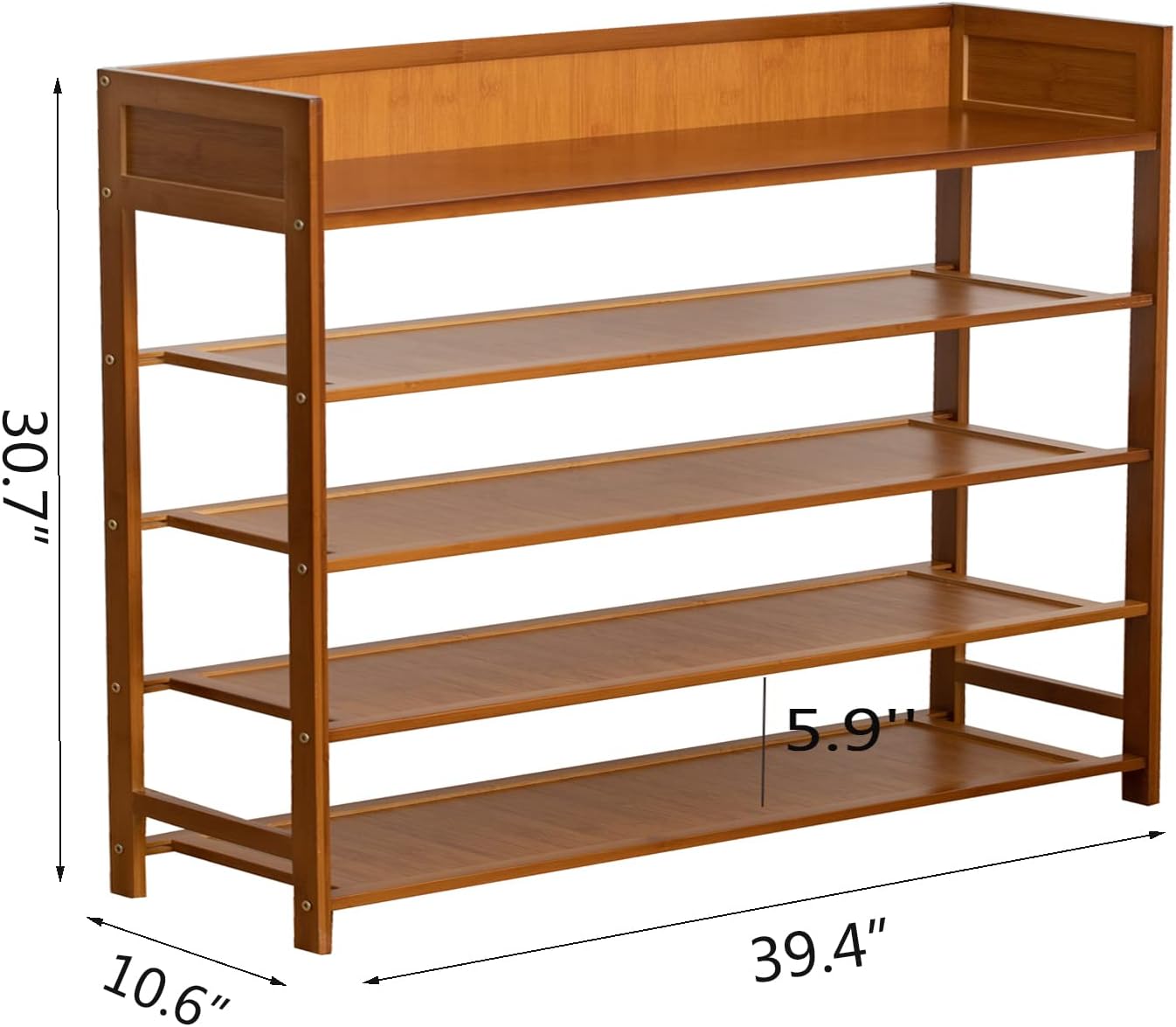 Bamboo Shoe Rack Organizer, 5 Tier Shoe shelf Storage Organizer, For Entryway, Hallway, and Closet (Brown-39.4")
